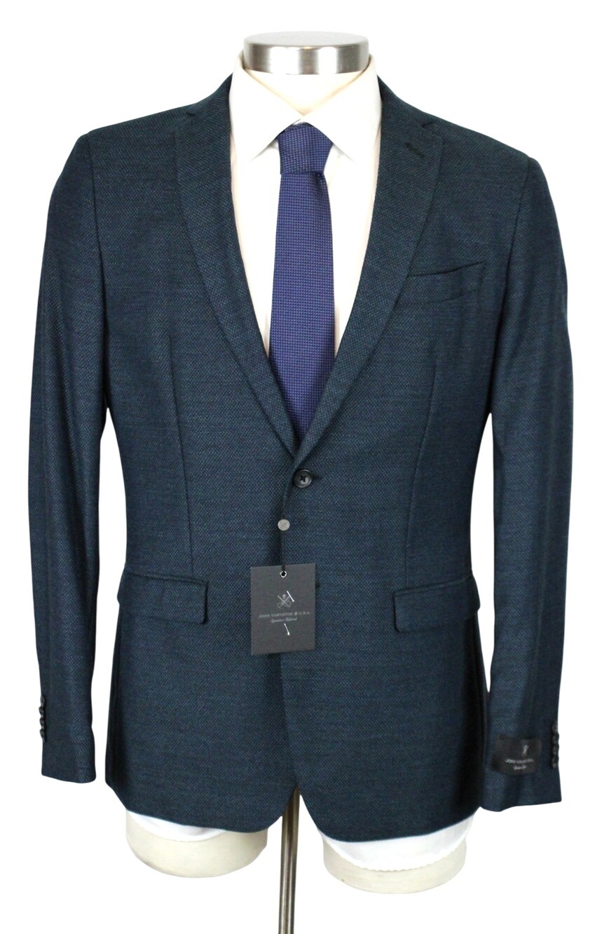 John Varvatos Varick Jacket Mens 40 R Wool Slim Fit Green Blue Check